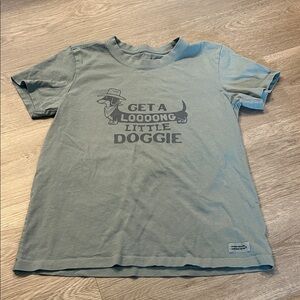 Women’s Life Is Good Green Dog T-Shirt